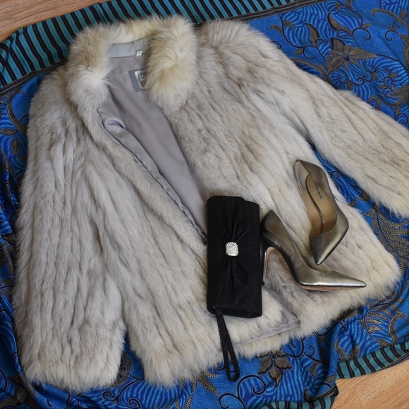 Saga Furs Jackets & Blazers - Saga Fox REAL Blue Fox Fur Coat size small